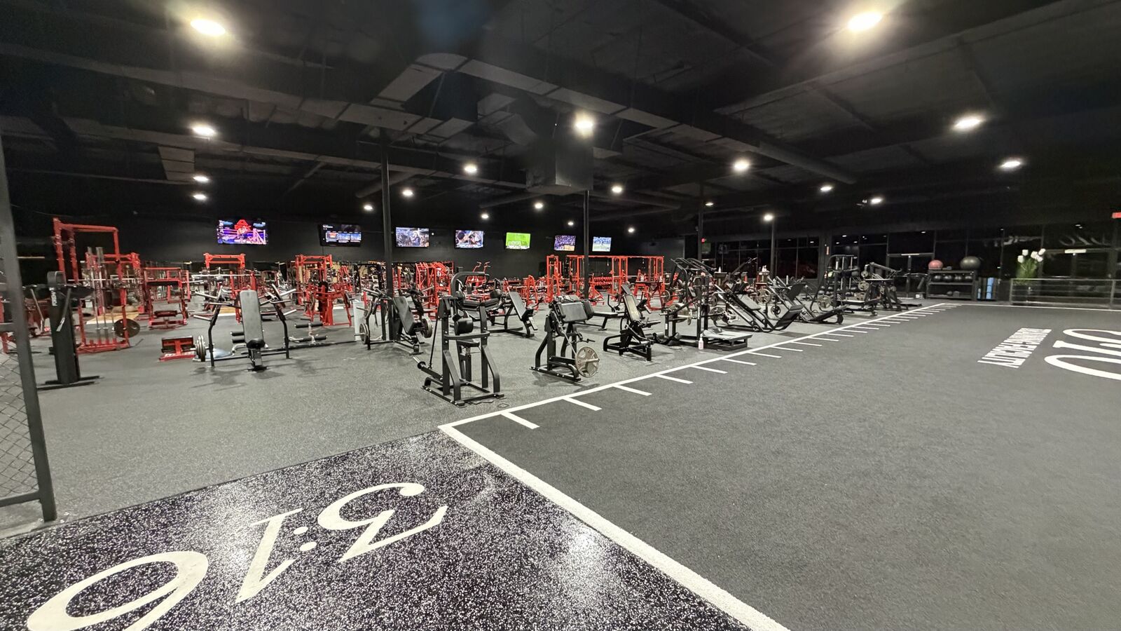 Wide view of the strength training floor