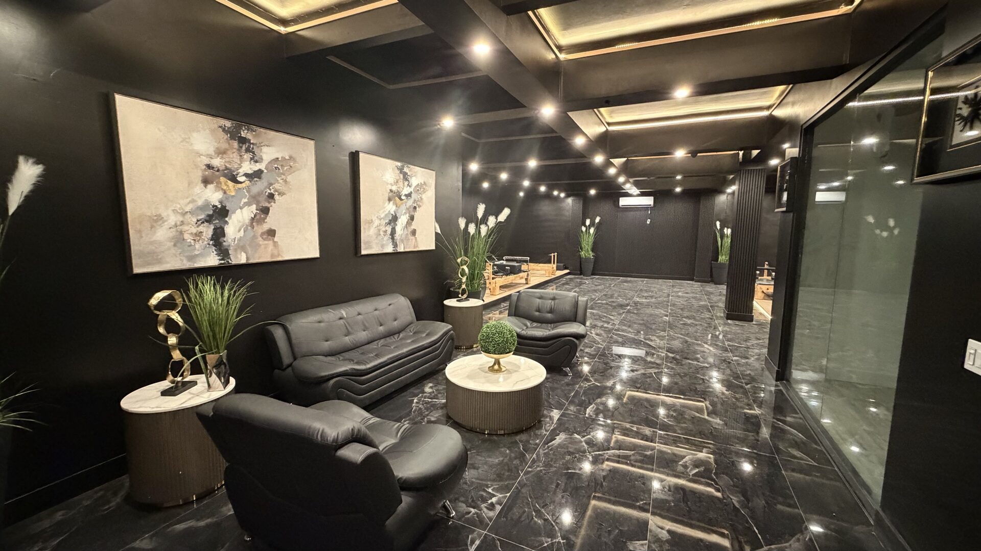 Black marble lobby and entry lounge